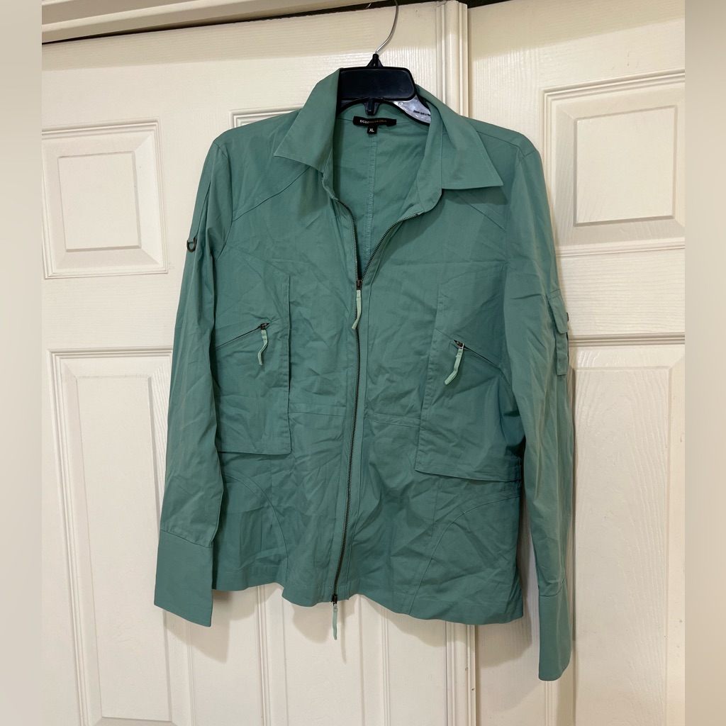 Bcbgmaxazria Green Lightweight Windbreaker Field Anorak Outdoor Jacket Size Xl